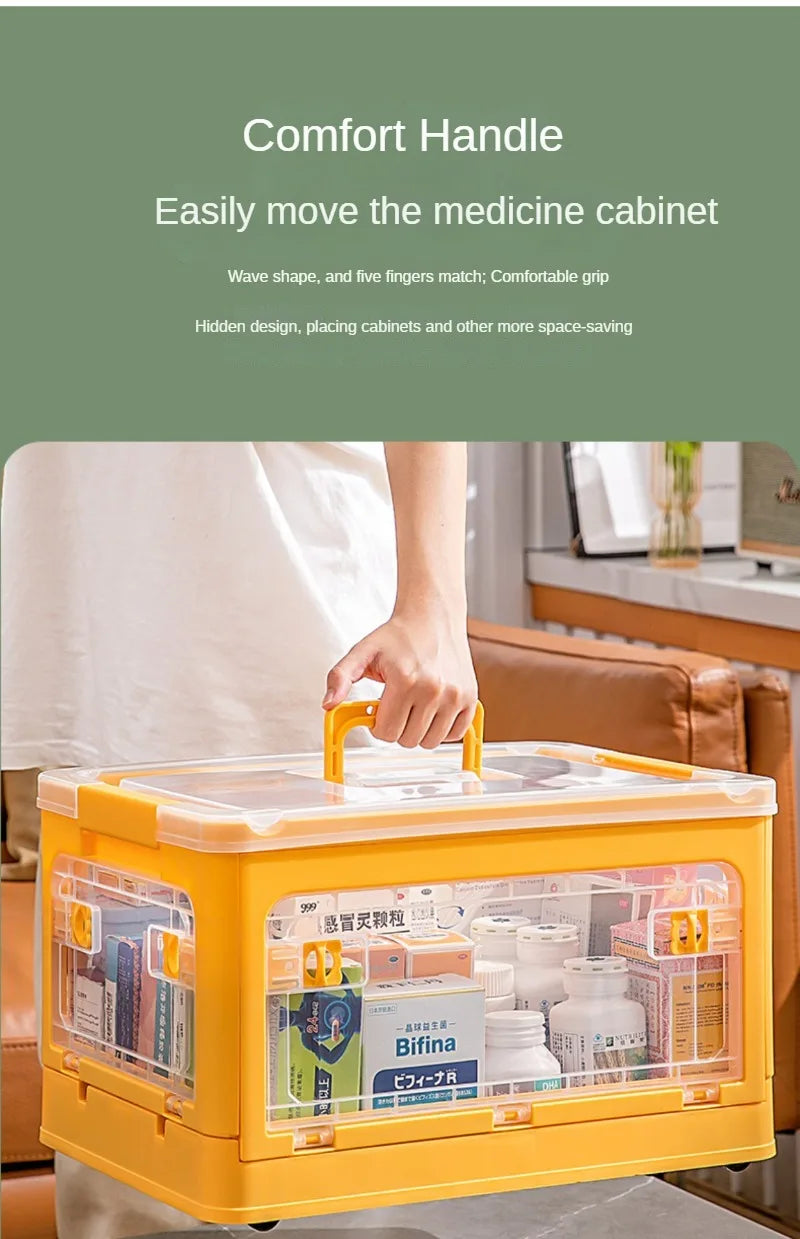 Medicine  Large Capacity Household Storage Box Transparent Emergency Medicine Box Foldable Multi-functional Sorting Box