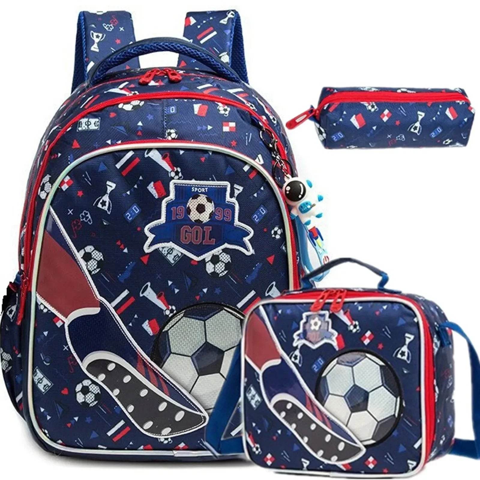 3PCS School Backpack for Boys Durable Elementary Student Backpack Large Capacity Bookbag Lightweight Mochila Back To School Bag - AIAZ