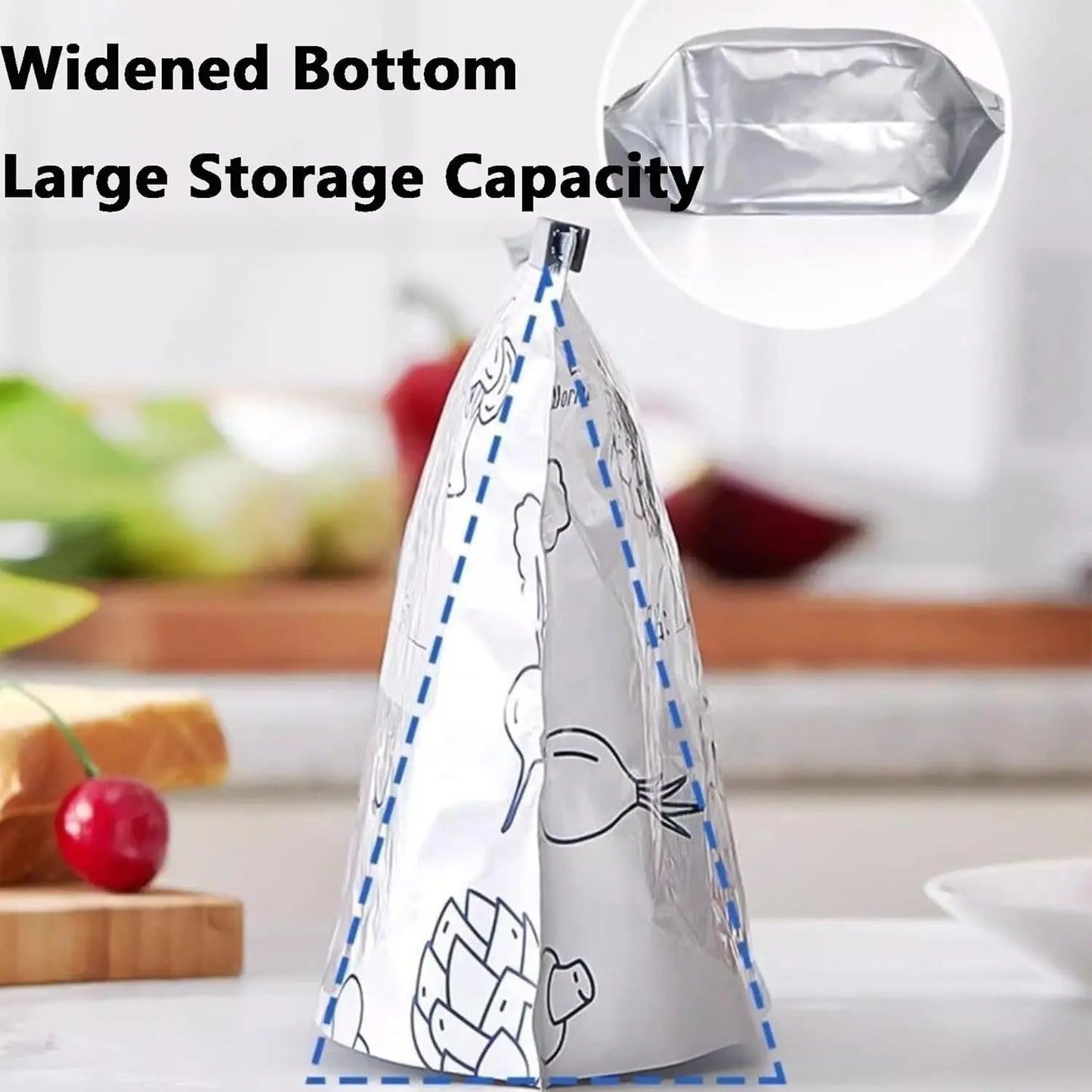 Food Cover Zipper Bag Reusable Freezing Plastic Wrap Bags Aluminum Foil Transparent Refrigerator Storage Fresh Bags Organizer