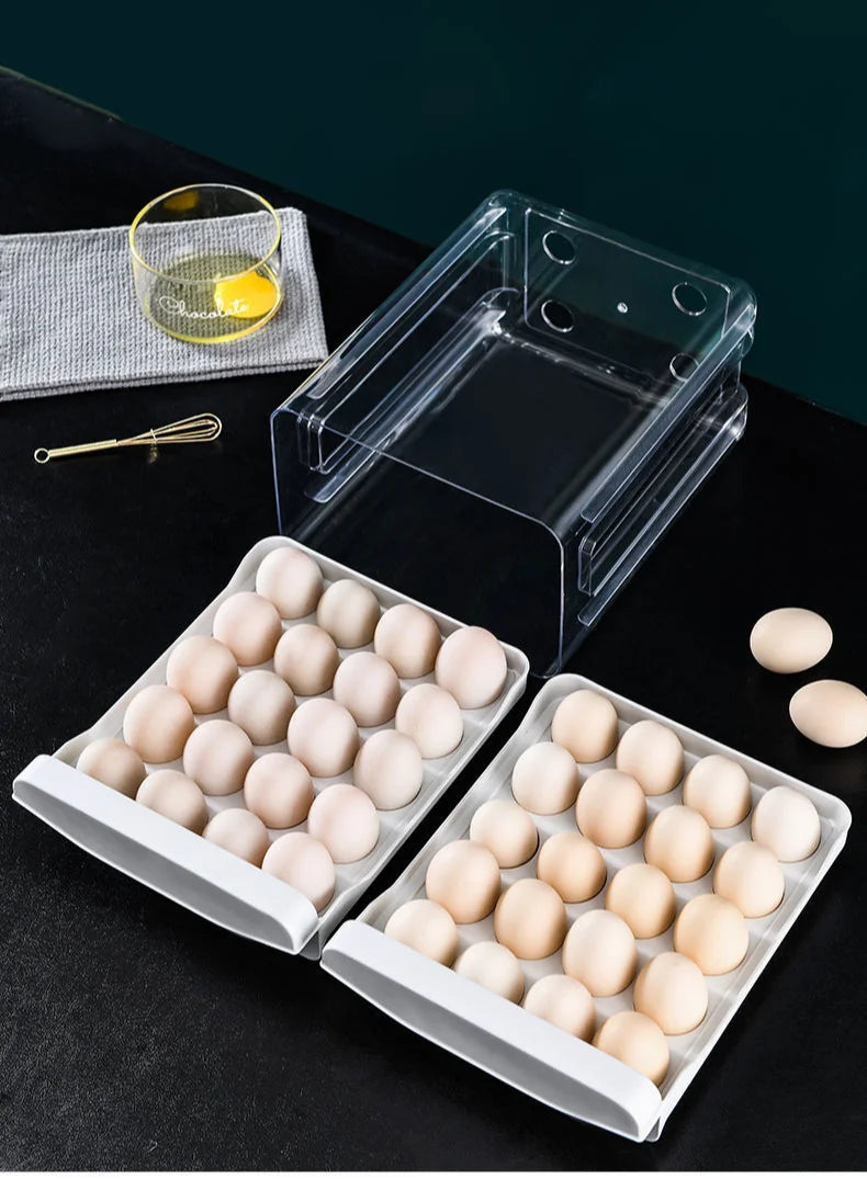 Refrigerator Egg Storage Crisper Drawer-type 40-grid Household Double-layer Egg Tray Kitchen Stackable Egg Rack