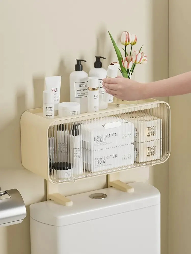 No Drill Wall Mounted Toilet Rack for Bathroom Cabinet Shelf, Plastic Storage Stand, Shower Organizer, Bath Holder Accessories