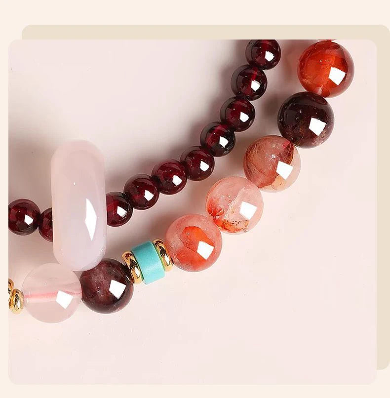 FORWELL Natural Stone Crystal Beads Semi Precious Women's Bracelet Amethyst Multi Layered Combination Bracelets Luxury Gift