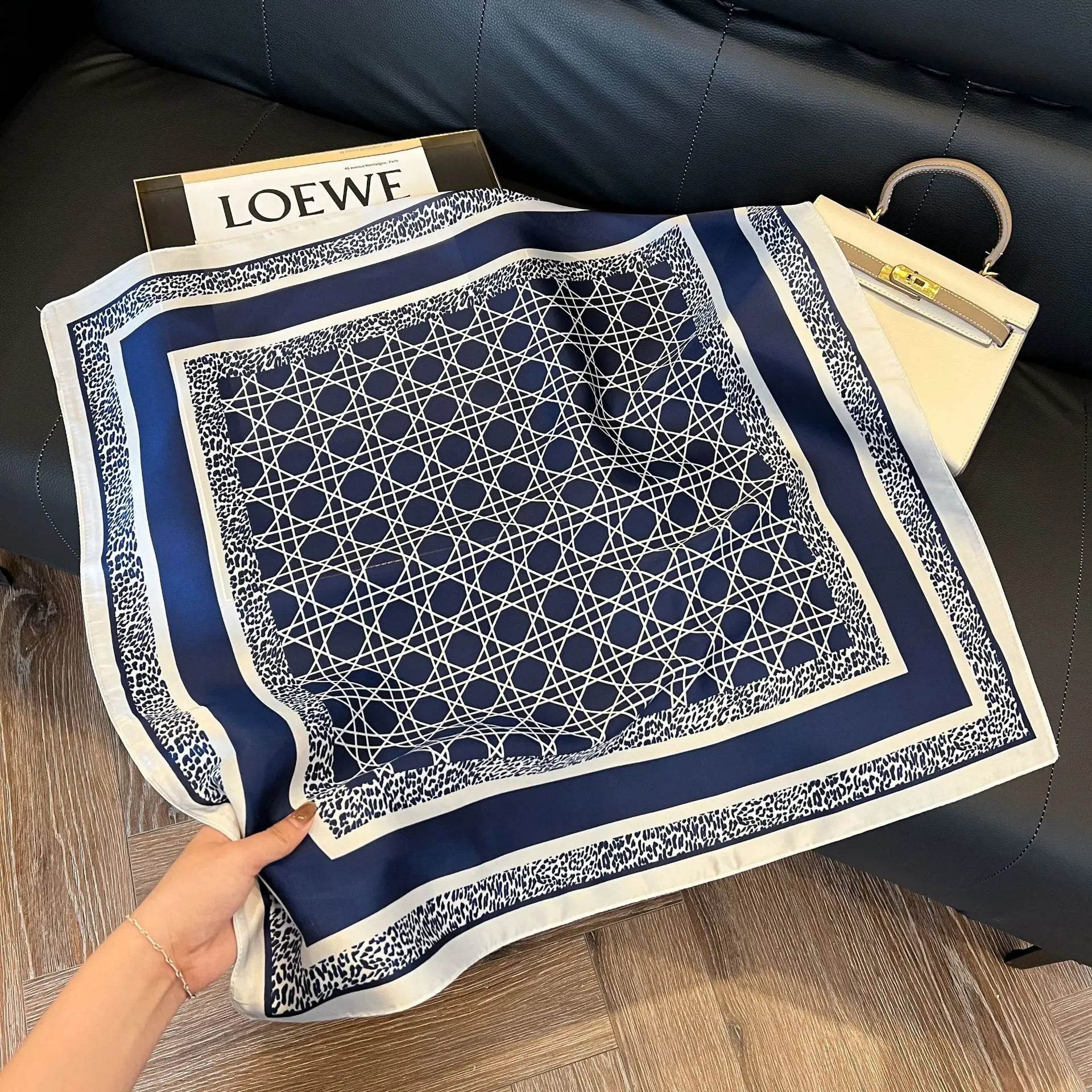 2024 New Leopard Print Square Scarf Women's Imitation Silk Scarf Casual Versatile Decoration Small Neck Scarf 70CMx70CM - AIAZ