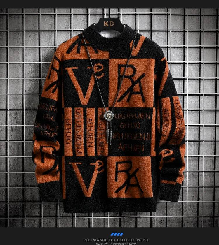 Men Knitted Sweater Stripe Pullovers Printing Round Neck Sweater Autumn/Winter Designer Quality Casual Men Clothing Jumper - AIAZ