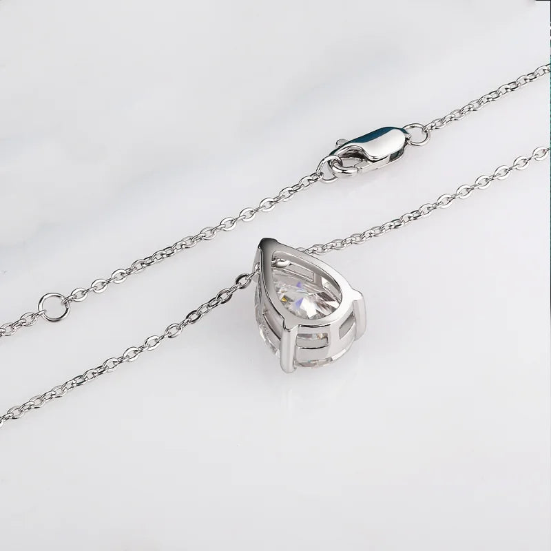 1-5CT Pear Cut D VVS1 Moissanite Necklace 100% S925 Silver 18k Gold Plated Single Diamond Women's Pendant Necklace Fine Jewelry