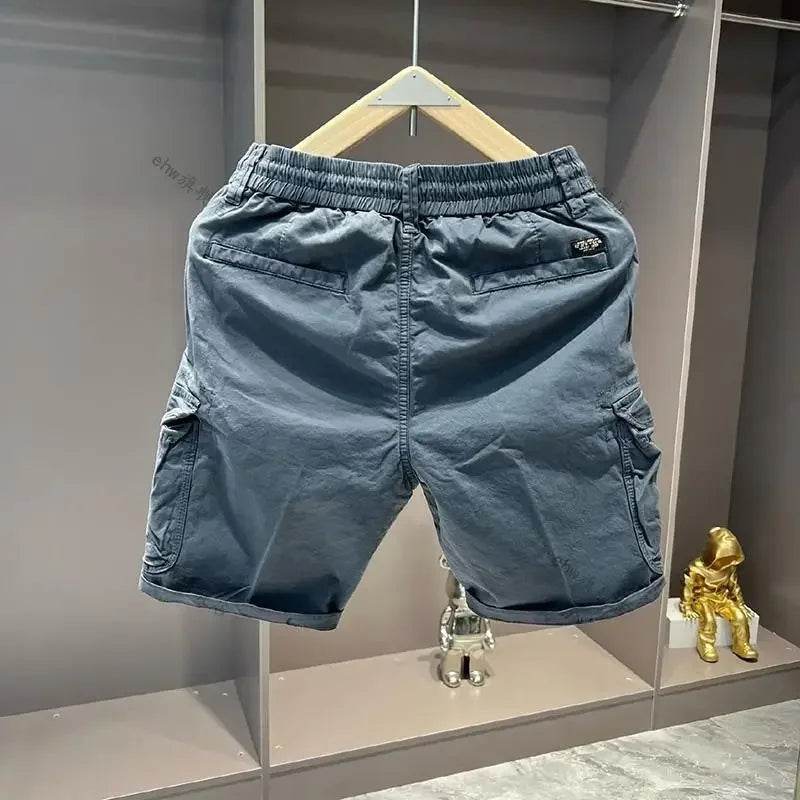 2025 Summer Work Shorts for Men Casual Multi-pocket Loose Elastic Five Points - AIAZ