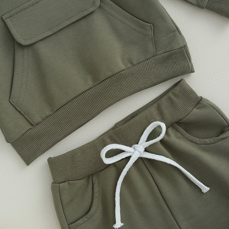 Pudcoco Infant Newborn Baby Boys Pants Set, Long Sleeve Hoodie with Elastic Waist Sweatpants Infant Clothes 0-3T