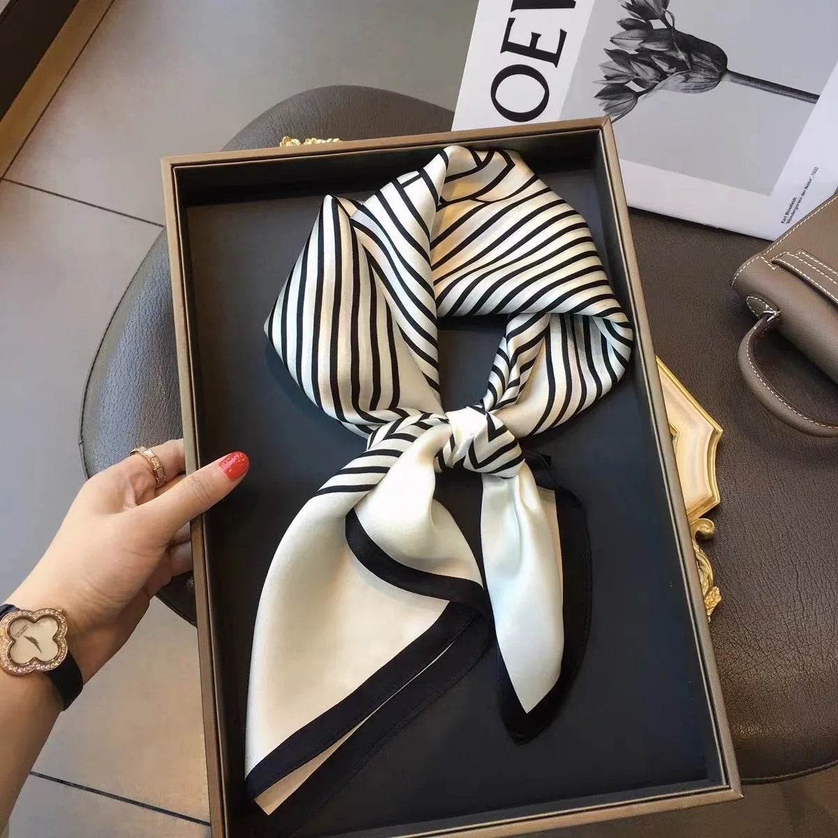 Fashion Luxury Brand 70cm Silk Square Scarf Women Satin Neck Tie Female Hair Bandana Headkerchief Shawl Wrap Hijab Echarpe - AIAZ
