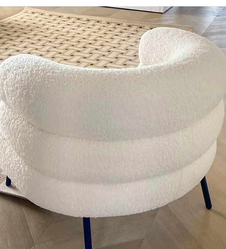 Lambswool BOBO Armchair Embracing Backrest Sofa Chair  Retro Wave Lounge Chair  Comfortable Bedroom Vanity Chair