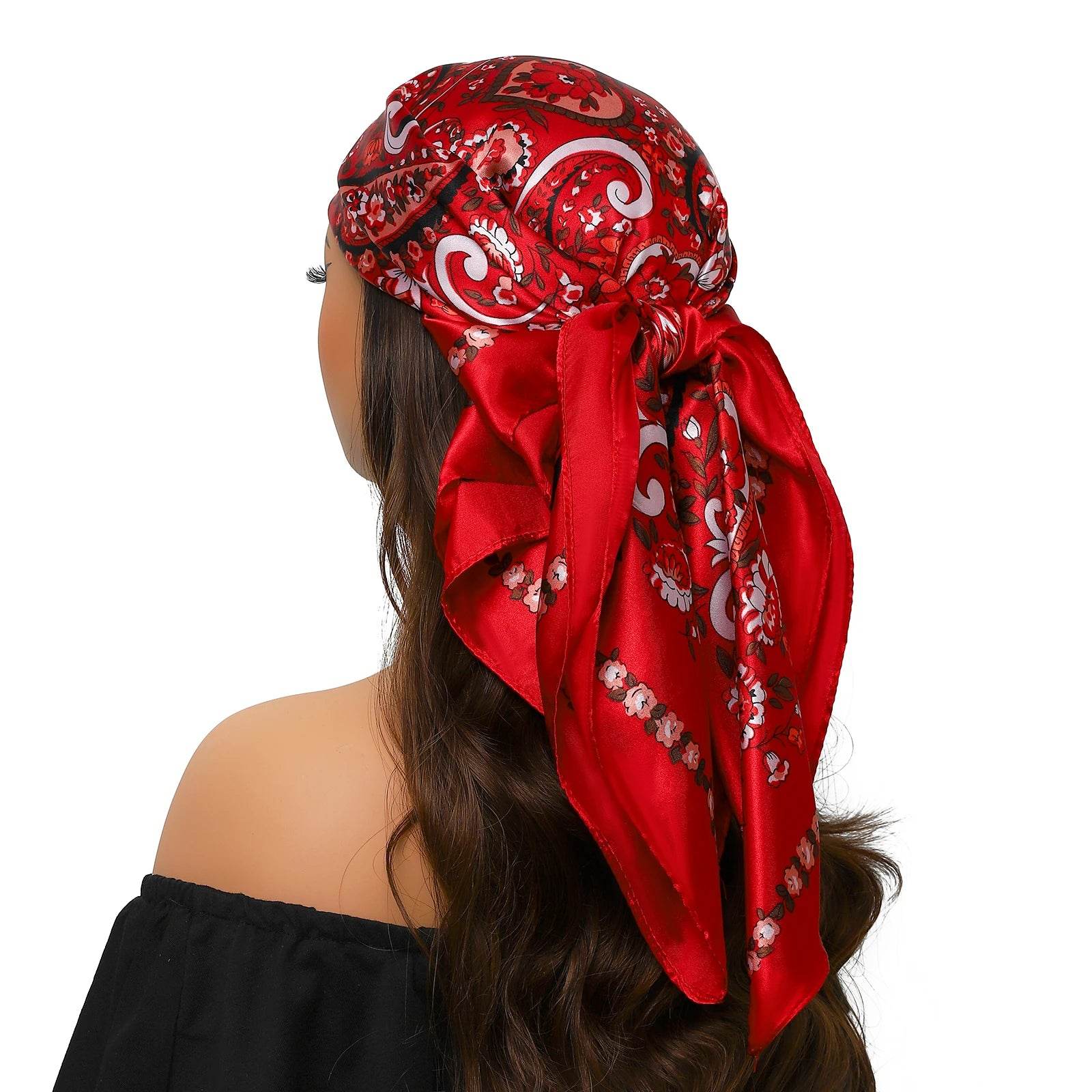 Head Scarf Women Luxury Brand Square 90*90cm Silk Foulard Satin Bandana Cheveux Soft Neckerchief Hijab Hair Scarves For Ladies - AIAZ