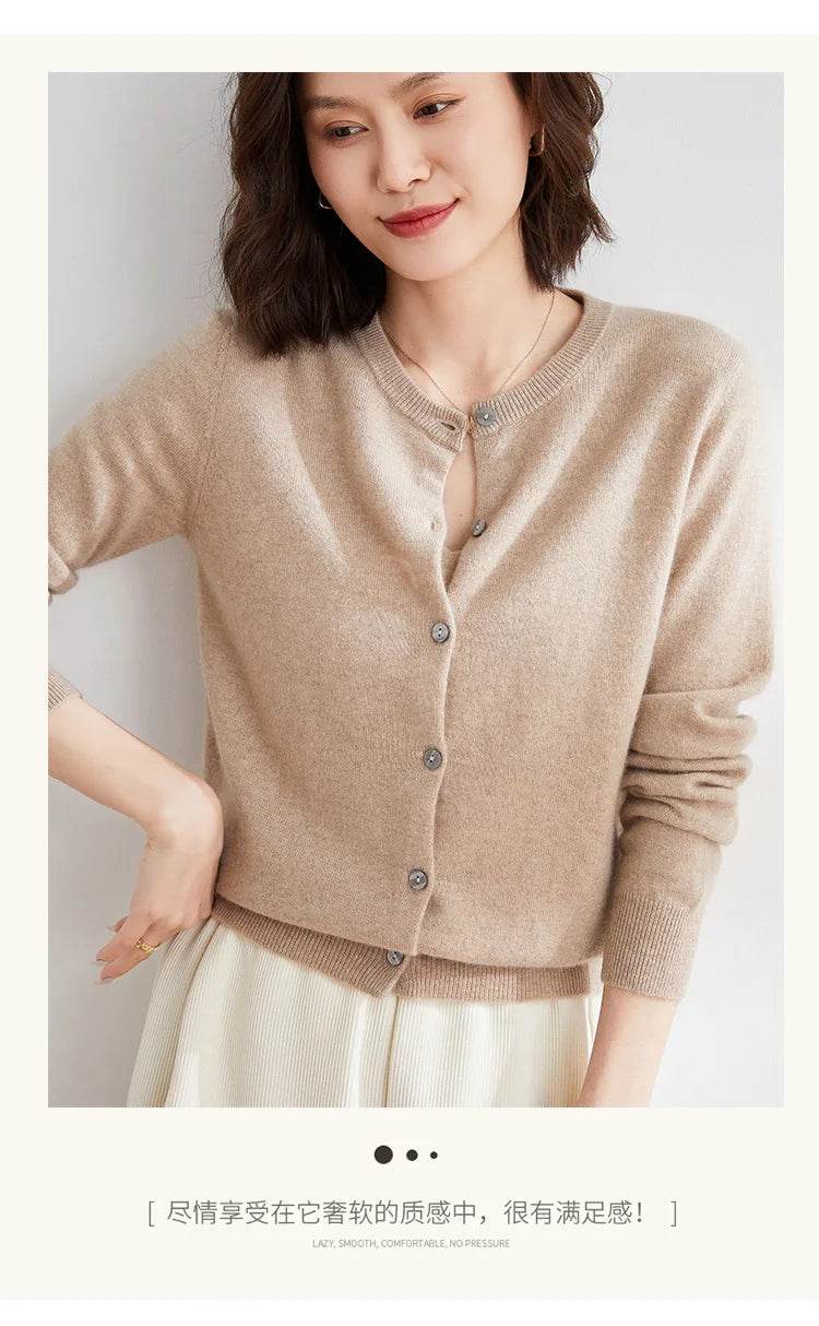Women Cardigans Sweater O-neck Spring Autumn Knitted Cashmere Cardigans Solid Single Breasted Womens Sweaters 2022 - AIAZ
