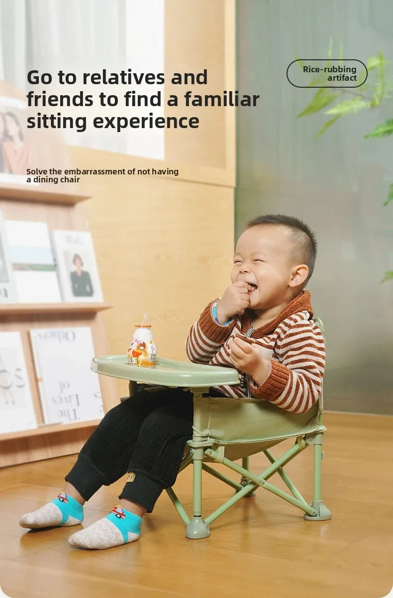 Foldable Baby Highchair with Anti-Slip Seat-Multi-Functional Feeding Chair for Outdoor Easy-Clean Portable Design for Beach