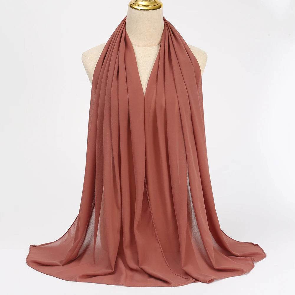 Muslim Chiffon Hijab Scarf Women Long Solid Color Head Wrap For Women Hijabs Scarves Ladies Muslim Veil Jersey Hijabs - AIAZ