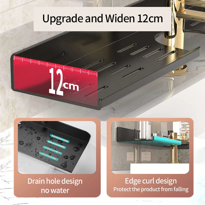 Faucet storage tray, bathroom storage rack, mirror front toilet, washbasin, washbasin, non perforated bathroom rack