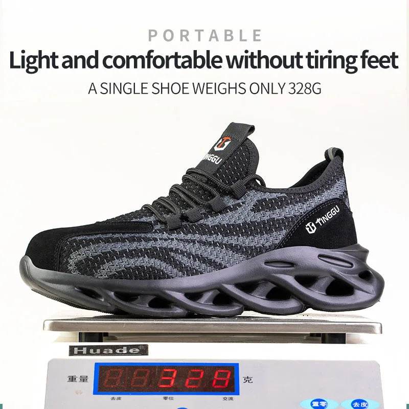 Men's safety shoes are anti impact, anti puncture, soft, comfortable, breathable, anti slip, and wear-resistant work shoes - AIAZ