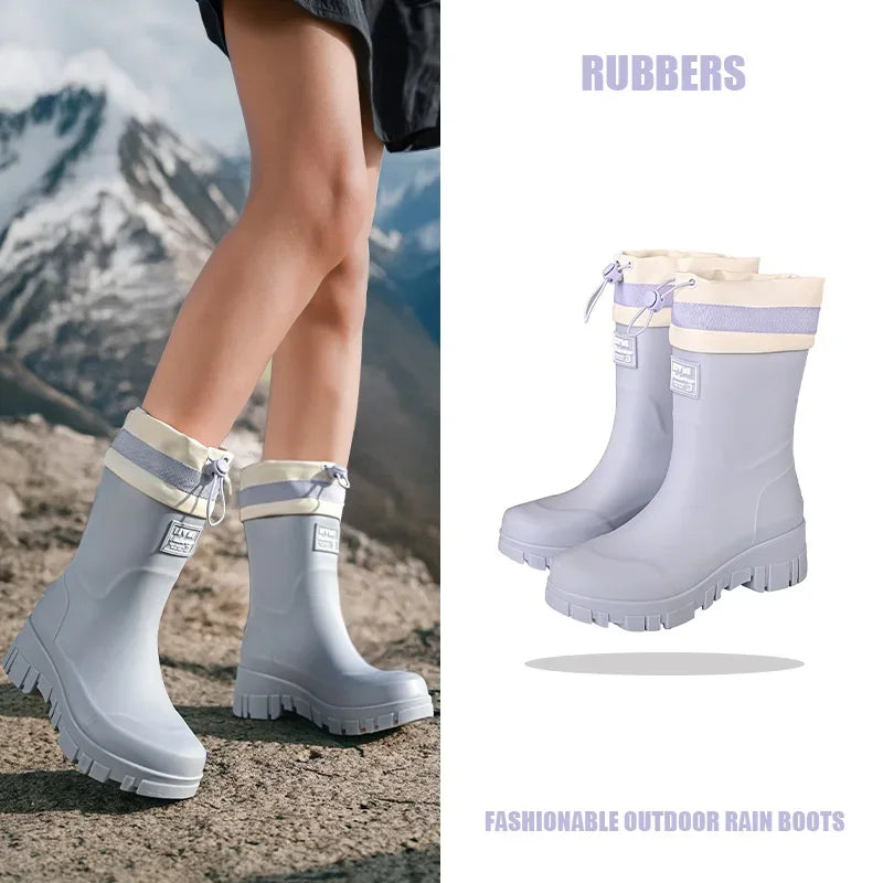 Family-sized Waterproof & Non-slip Rain Boots for Outdoor Activities, Matching Designs for Adults & Kids