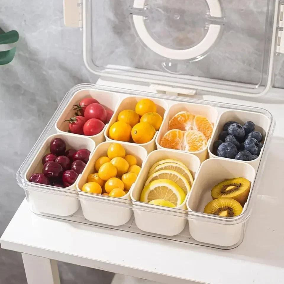 Drain Basket Divided Fresh-keeping Boxes Household Snack Fruits Transparent Simple and Transparent Kitchen Fresh-keeping Box