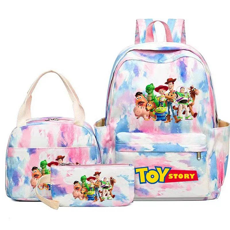 Toy Story Colorful Backpack Set With Tote and Pouch Large Capacity Lightweight And Breathable Outdoor Knapsack School Bags - AIAZ