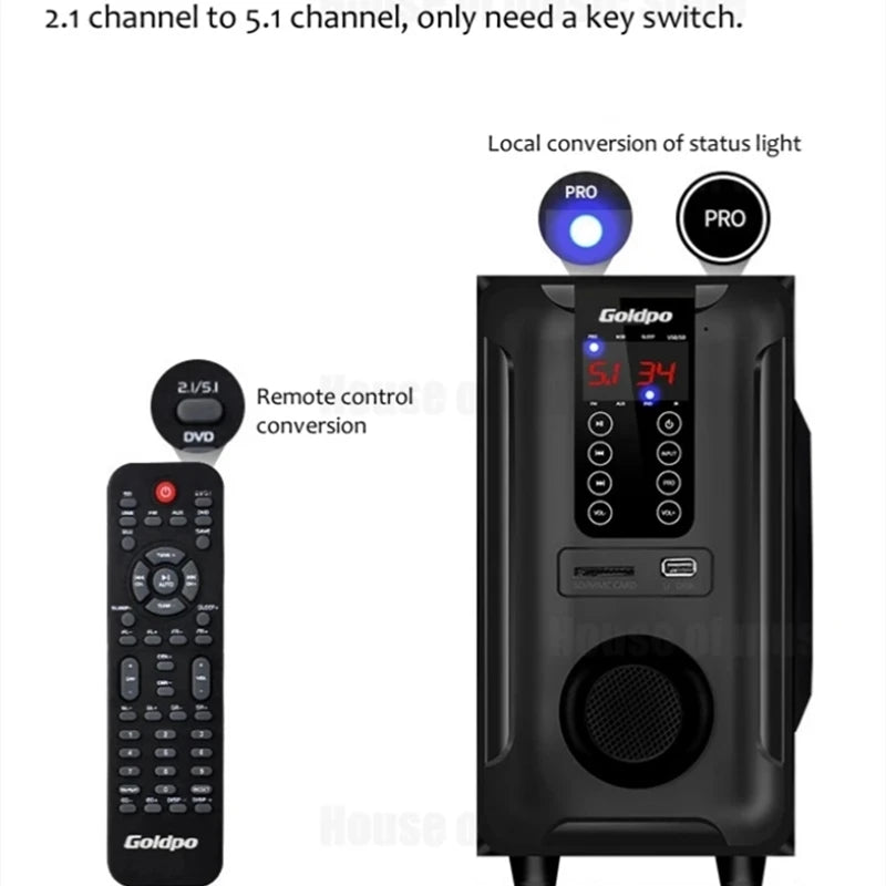 5.1 Floor-Standing Multimedia Sound Box Home Theater System 3D Surround Subwoofer 60W TV Bluetooth Speaker With Remote Control