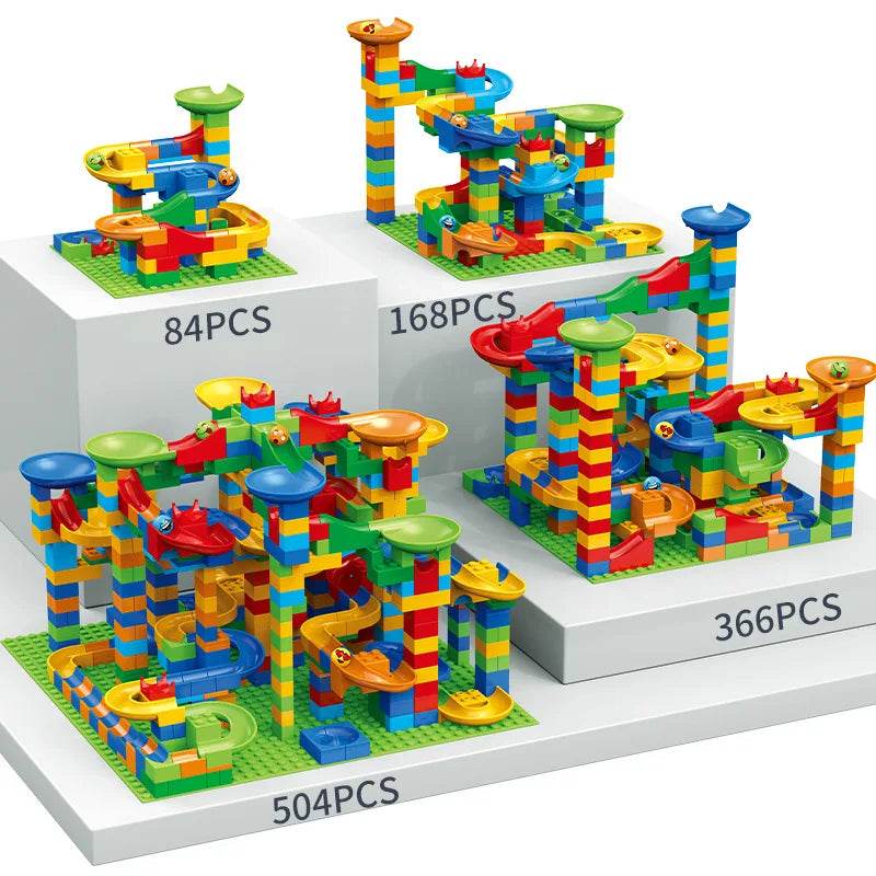 Marble Race Run Block Small Size Building Blocks Maze Ball Funnel Slide Blocks DIY Creative Bricks Assemble Toys Bulk Model Toys - AIAZ