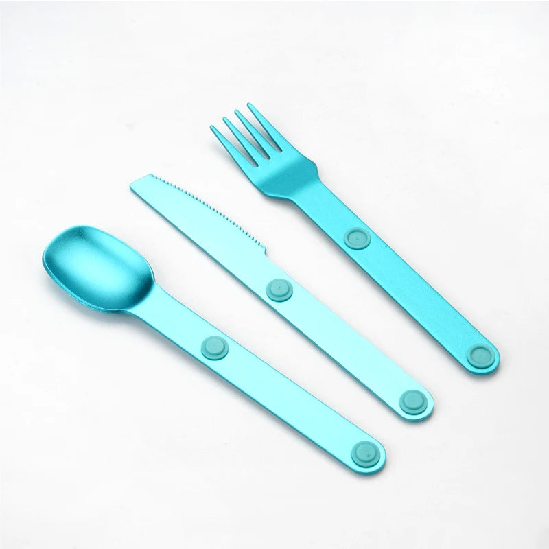 3pcs/set Magnetic Aluminum Cutlery Set - Travel Picnic Camping Cutlery Set Including Steak Knife, Spoon, Salad Fork