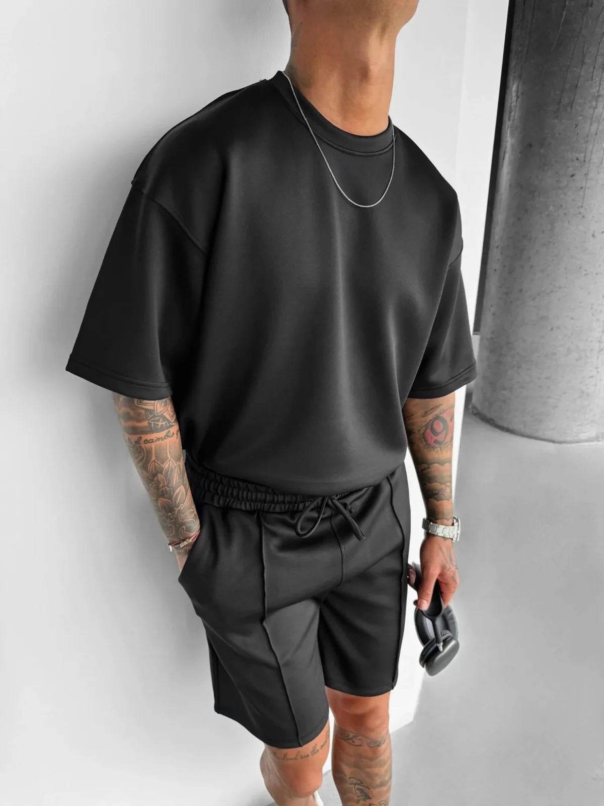 Men 2025 summer fashion sports design sense simple casual solid color quick drying short-sleeved T-shirt trend clothes - AIAZ