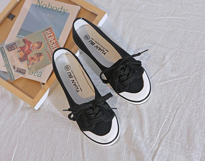 Shoes For Women Flat Canvas Lace Up Woman Footwear White Comfortable And Elegant Stylish Low Price Daily Routine 39 Sale A