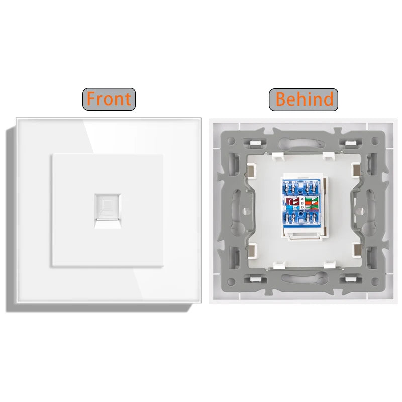 Cat6 rj45 wall socket network socket with TV wall data double socket telephone crystal glass panel rj45 network socket computer