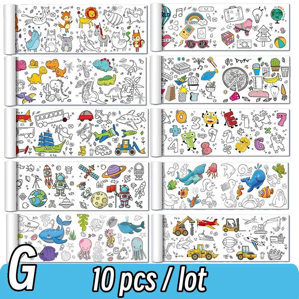 90cm Animal Children's Drawing Roll DIY Coloring Paper Roll Color Filling Graffiti Paper-cut for Kids Painting Educational Toys - AIAZ