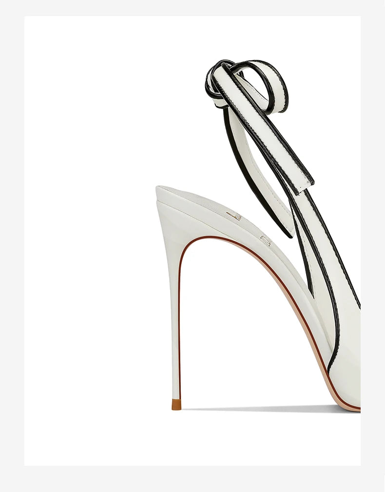 Spring and summer new pointed toe lace-up leather shoes thin high-heeled banquet dress large size small size women's sandals