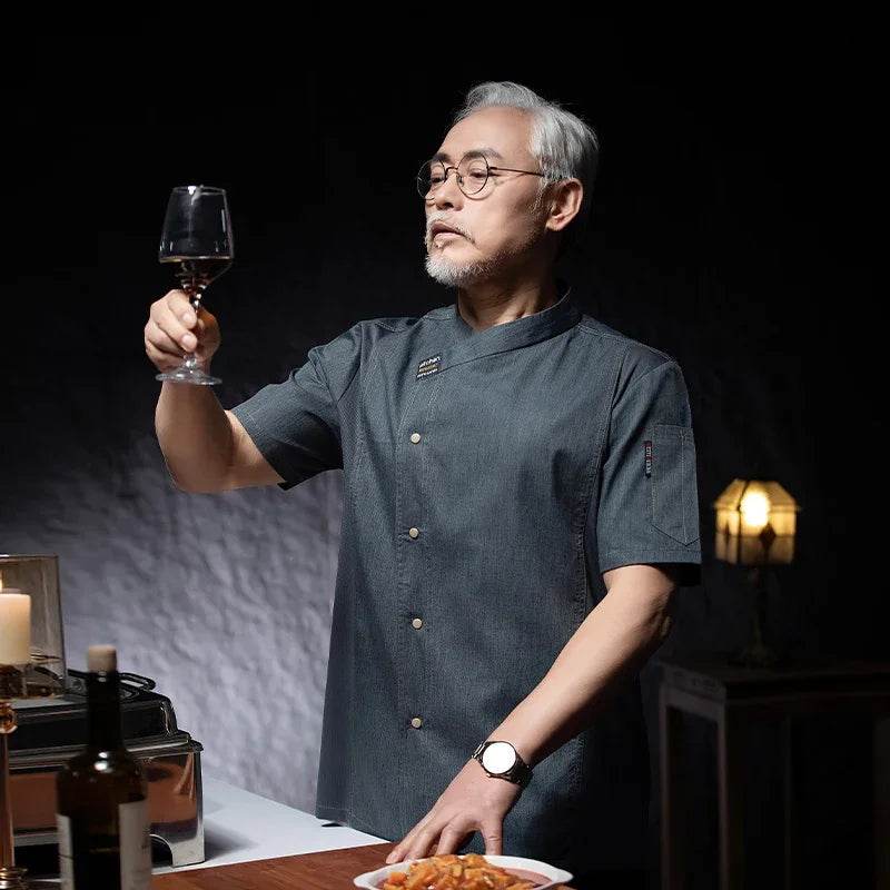 Men Head Chef Food service Kitchen Cooking Costume Pizzaiolo Cook Uniform Restaurant Chef's Jackets Bakery Cafe Working Clothes - AIAZ