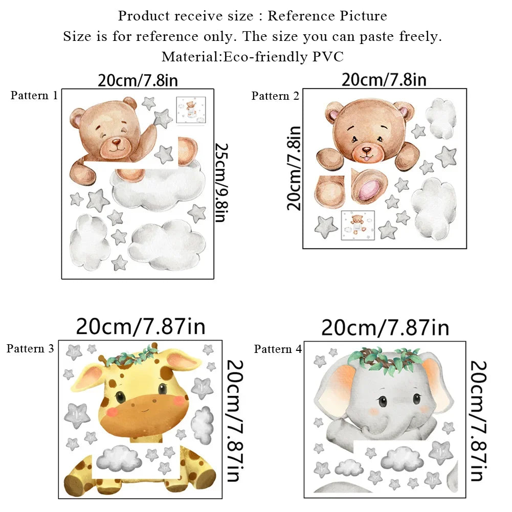Cartoon giraffe Panda elephant switch stickers Kids Baby Bedroom decor Home decor Wallpaper Kids wall decal Room decor stickers