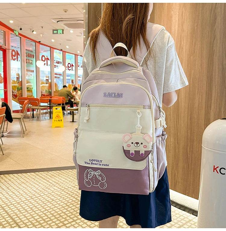 Schoolbag, a lightweight and large - capacity backpack designed for junior high school girls, aiming to relieve pressure and pro - AIAZ