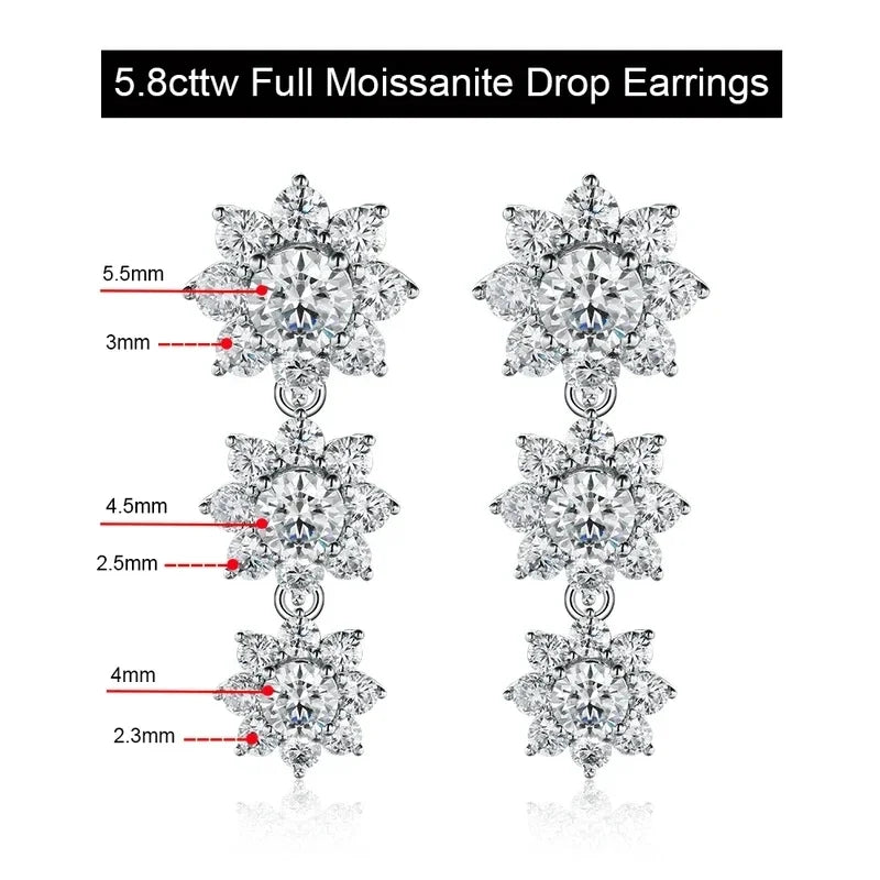 NKHOG Full Moissanite Jewelry Set 925 Sterling Silver Sunflower Necklace Bracelet Earring Sets For Women Fine Jewelry GRA Tested