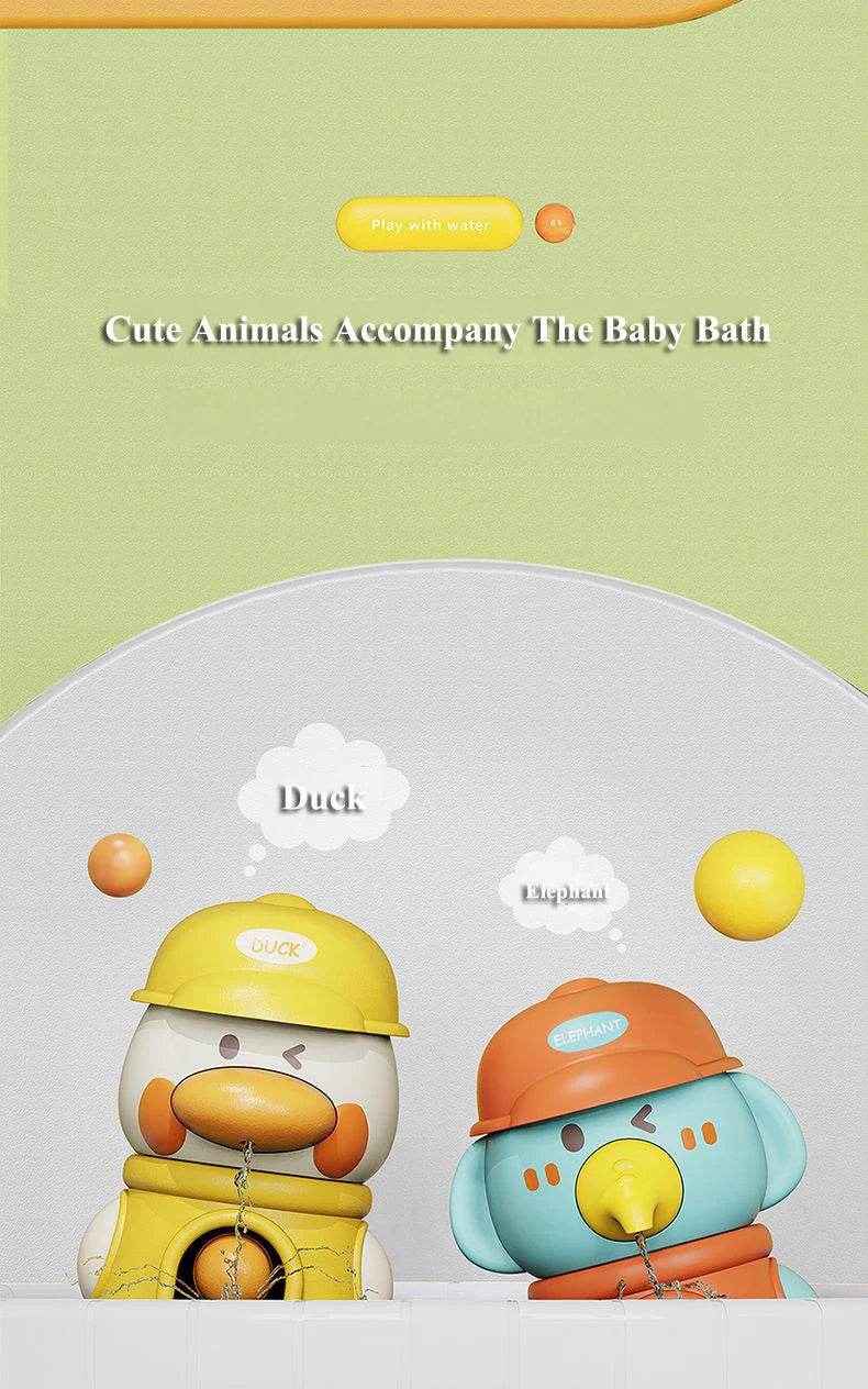 New Cute Duck/Elephant Baby Shower Bath Toys Children Water Play Spinner with Suction Cup Waterwheel Games for Kid Bathroom - AIAZ