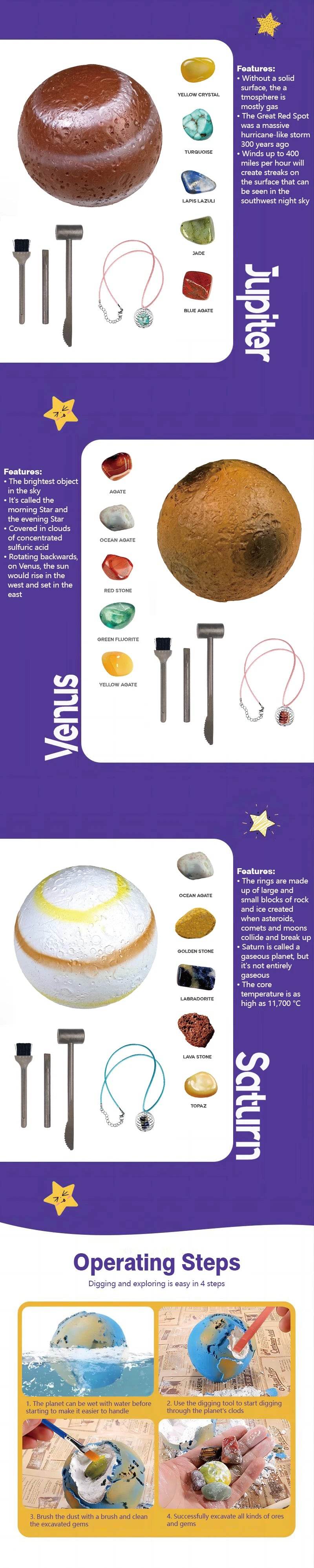 Children's Archaeology Digging Treasure Planet Gem Ore Exploration of The Solar System Mining Science Education Educational Toys - AIAZ