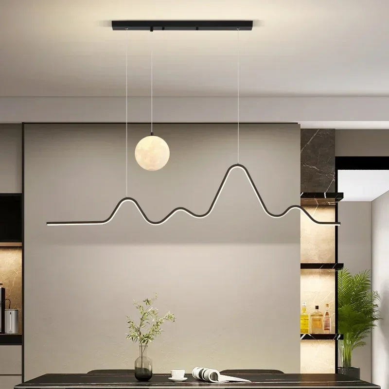 2023 Dining Table Modern Led Pendant Light Lamp For Modern Dining Room Kitchen Bar Designer Line Chandelier Lighting Decor