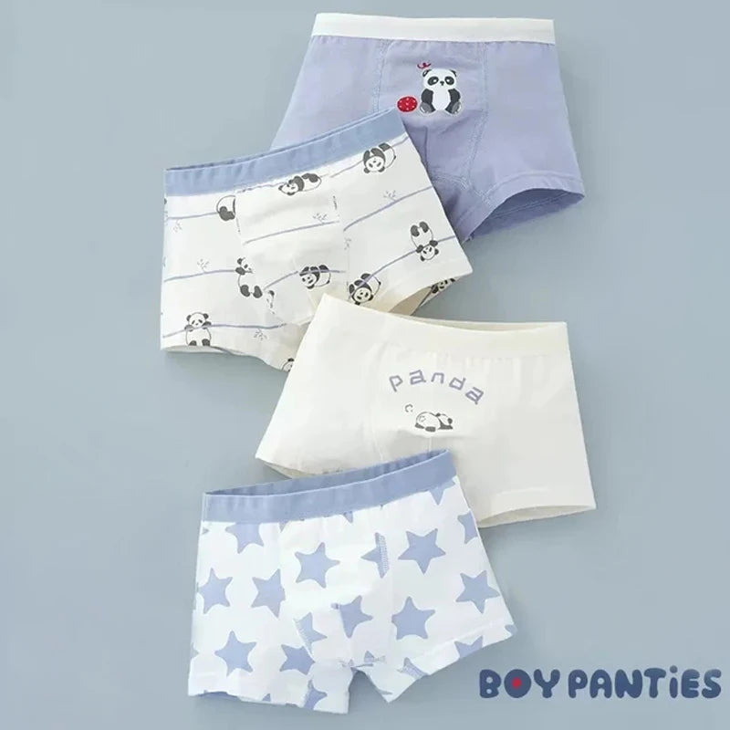Cotton Kids Underwear 2023 Korean Cartoon Car Boxers for Boys Teenage Plaid Panties Shorts Boy Cute Underpants 2 4 8 12 14 Years