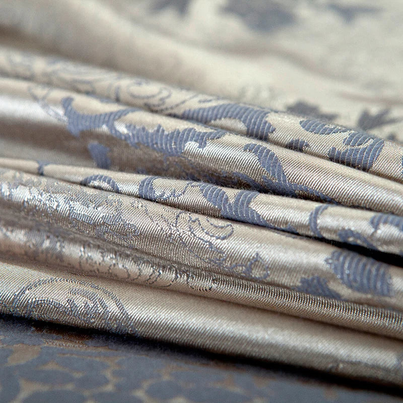 Sliver Gold Luxury Silk Satin Jacquard duvet cover bedding set queen king size Embroidery bed set bed sheet/Fitted sheet set