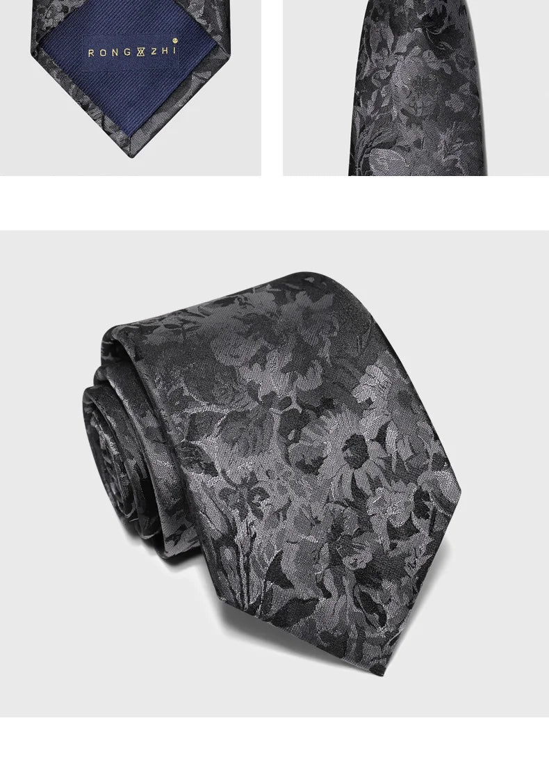 Mulberry Silk Handmade Retro Wool Lined Silk Tie Men's High-End Light Gray National Style Jacquard Business Groom Wedding