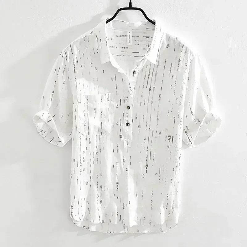 Summer Men Clothing 2025 New Fashion Casual Versatile Shirt Short-sleeved Top Loose Printed Thin - AIAZ