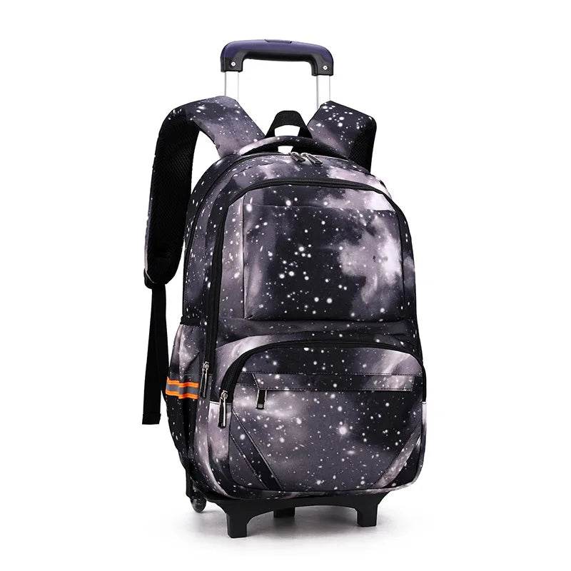 School bags with Wheels School Rolling Backpacks for Boys Trolley Bag Waterproof Orthopedic School Bag Student Wheeled Backpack - AIAZ