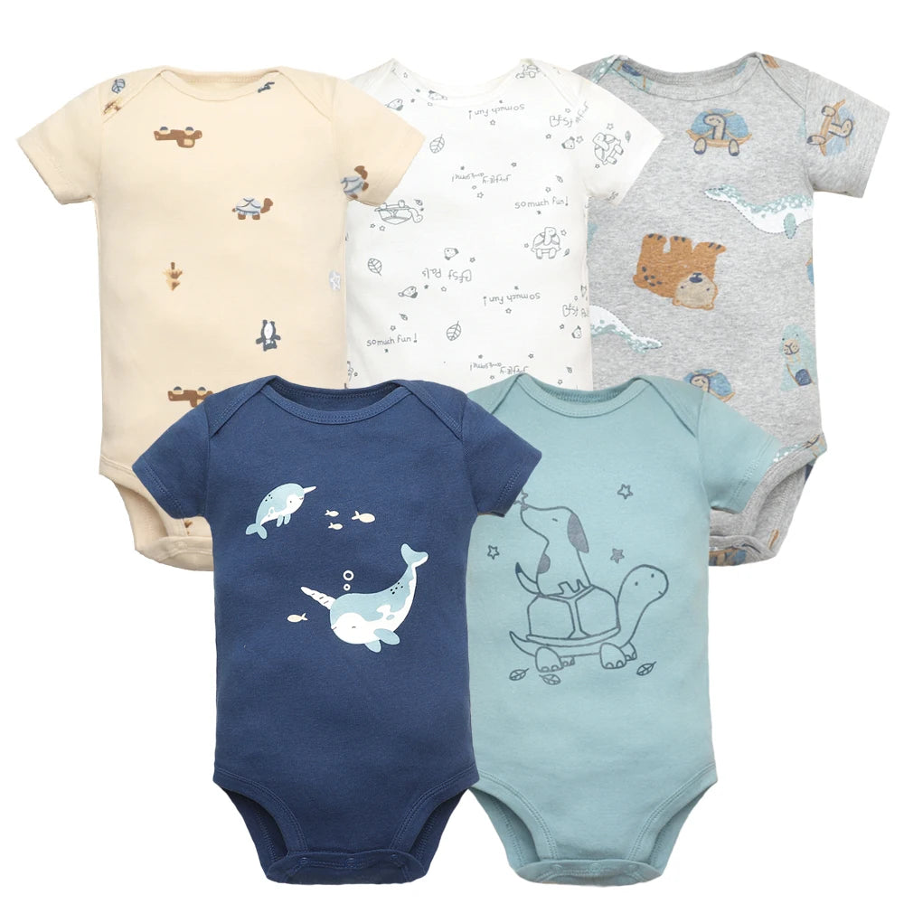 5pcs/lot Baby Bodysuit Fashion Girl Clothes Cotton Newborn Baby Boy Clothing Infant Body Baby Jumpsuit Cartoon Ropa Bebe