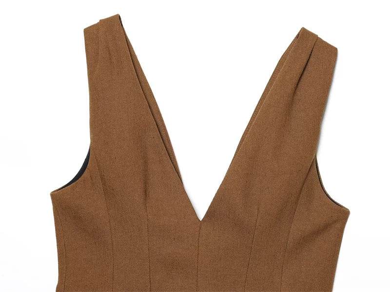 Women's Vest New Summer 2025 Solid Color Sleeveless Blend Vest Sexy V-neck Design Casual and Versatile Personality Fashion - AIAZ