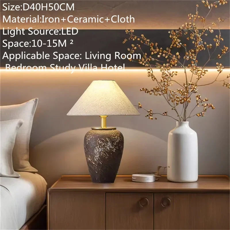 ULANI Contemporary Ceramic Table Lamp American Retro Creativity Living Room Bedroom Study Villa Hotel Homestay Desk Light