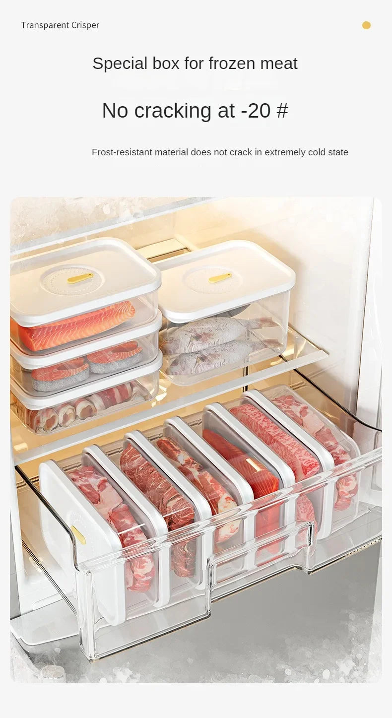 6PCS Thickened Storage Boxes Refrigerator Frozen Meat Dispenser Food Grade Crisper Food Seal Timing Box Kitchen Storage Supplies
