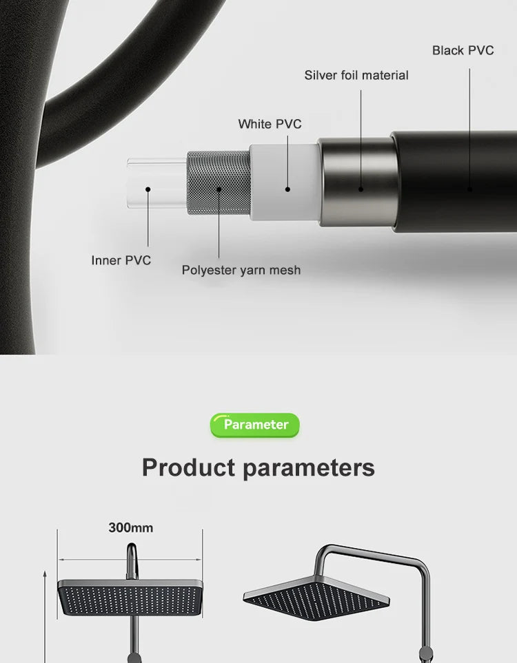 Bathroom Shower Full Set Gray Digital Display Shower System Set  Piano Button With Ambient Light Faucets Shower Head