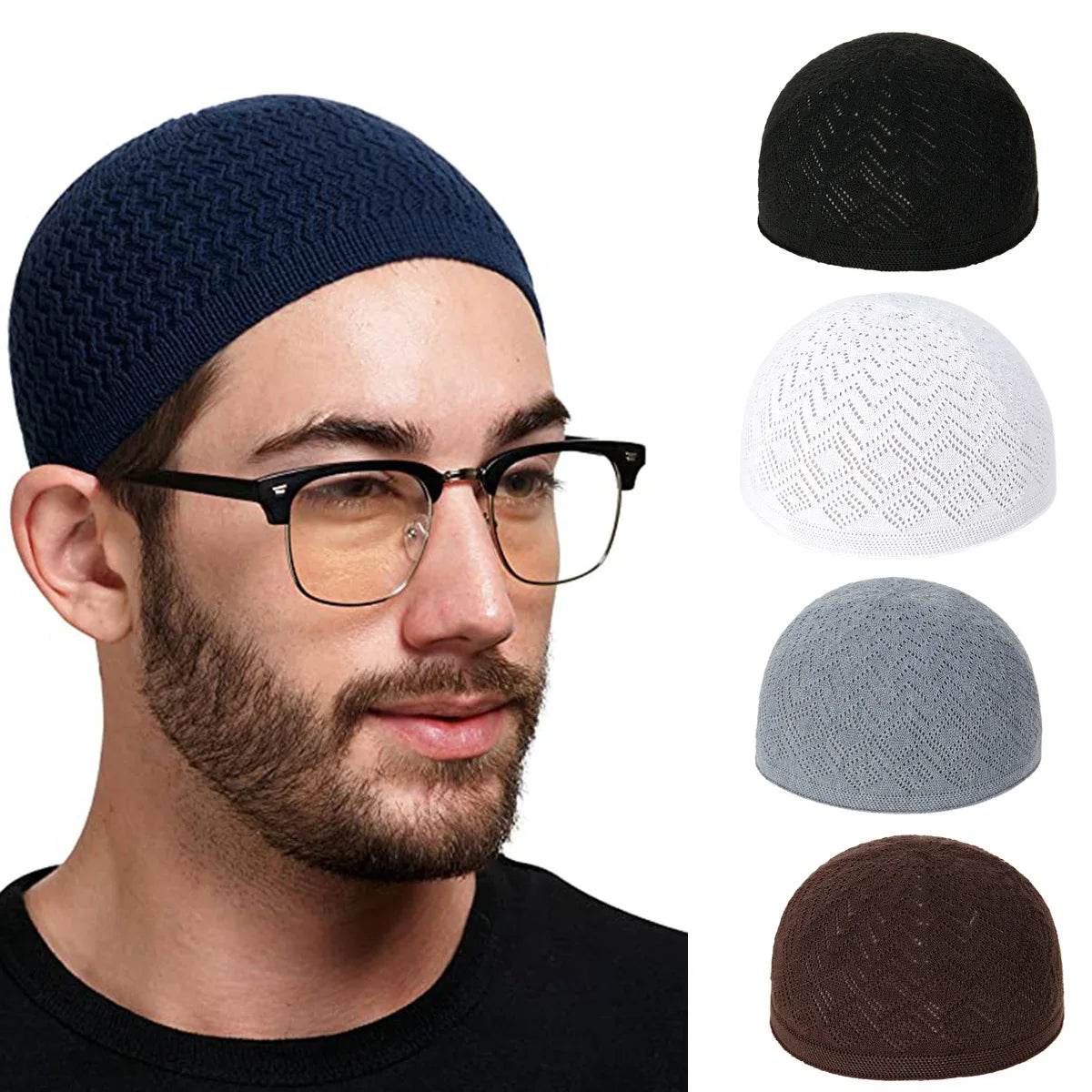Muslim Prayer Hat Islamic Man Turban Indian Saudi Arabia Clothing Islam Turkish Knit Cap - AIAZ