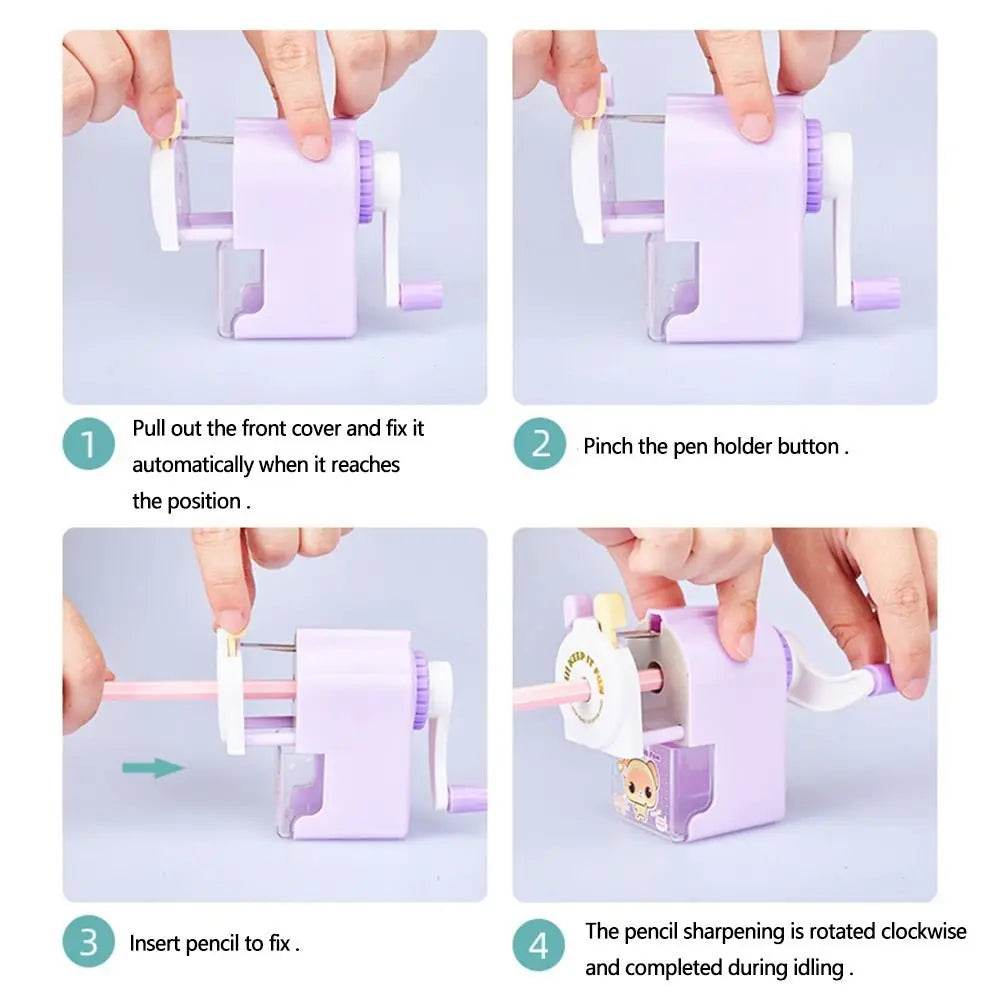 School Supplies Cartoon Animal Gift Pencil Sharpener Anti Sticking Lead Automatically Enters Lead Hand-cranked Mechanical Tool - AIAZ