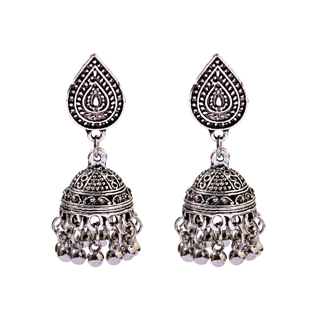 Boho Afghan Ethnic Drop Earrings For Women Pendient Gold Color Gyspy Silver Color Bell Ladies Indian Earring Jewelry